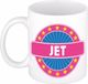 Bellatio Decorations - Jet voornaam - koffiemok - beker - wit/roze - 300 ml