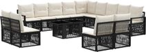 vidaXL Tuinbankenset 14-delig Zwart en Crèmewit Polyrattan