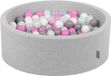 KiddyMoon Ballenbad 90x30cm/300 ballen ∅ 7cm Rond Lichtgrijs:Transparant/Grijs/Wit/Roze/Mint