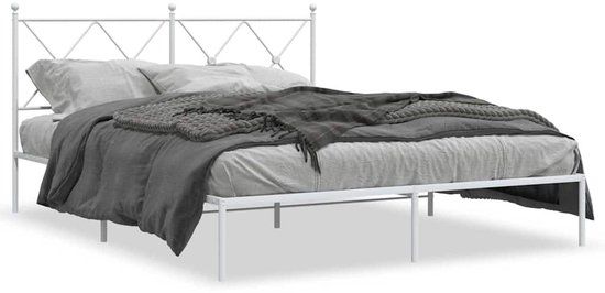 vidaXL Bedframe met hoofdbord Metaal Wit 150x200 cm