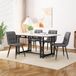 Pangivo Table à manger 120x70 cm et 4 chaises en tissu gris foncé pieds métal noir pour cuisine