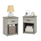 Furinno Nachtkastje, Frans Eiken Grijs, Set van 2