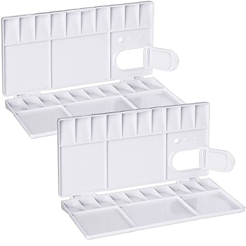 Prmape 2 stuks mengpaletten, 25 rasters, inklapbaar, kleurenmengpallets, greepgat voor kinderen, kunstenaars, waterverf, olie, acryl schilderij