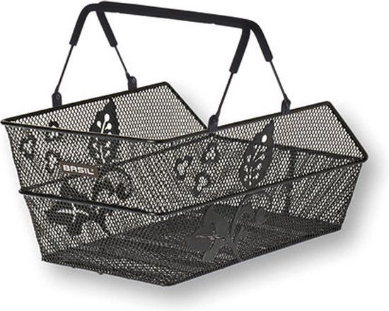Basil Cento Flower Bicycle Basket Multi - Rear - Black