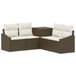 vidaXL - Bankstel - 5 - st - Bruin - en - Crème - Wit - Poly - Rattan - en - Staal