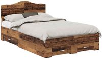 vidaXL Bedframe met lade en opslag Oudhout 120 x 190 cm Bewerkt hout