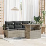 vidaXL Tuinbank Set Lichtgrijs Poly Rattan