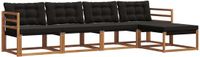 vidaXL - Bank loungeset - 5 zitplekken - Acacia hout - Naturel en zwart