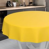 Wasdoek Tafelkleed, Afwasbaar Tafelzeil, Tuintafelkleed voor Binnen en Buiten, Rond, 120 cm, met Zoom, Geel