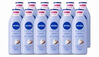 Nivea 12 x Lait Corps Lisse - Beurre de Karité - 72h Hydratation - Pour Peau Sèche - 400 ml - Lot économique