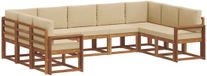 vidaXL - Salon d'angle - 9 places assises - Acacia bois - Naturel et beige