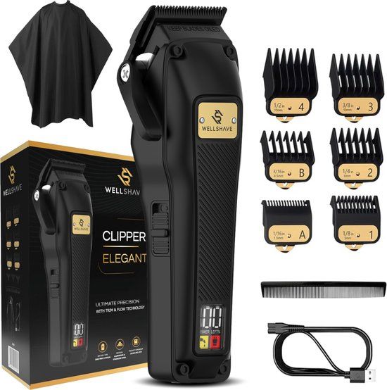 Wellshave Wellshave Tondeuse Mannen Elegant - Tondeuse Mannen Hoofdhaar & Baard - Draadloze Baardtrimmer - Haartrimmer Mannen - 4 Uur Batterij