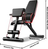 Banc d'haltères pliable - Banc d'entraînement 6-en-1 - Multifonctionnel - Entraînement de force - Entraînement des hanches/du corps entier - Usage domestique - Poids 10–15 kg - Noir