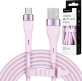 Krüger&Matz Basic Serie - USB-microUSB Kabel - 1m - Silikon - Roze