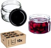 KADAX Kleine inmaakpotten, 250 ml, jampotten met deksel, luchtdichte potten om cadeau te geven, kleine potten voor honing en specerijen (10 stuks, zwart)