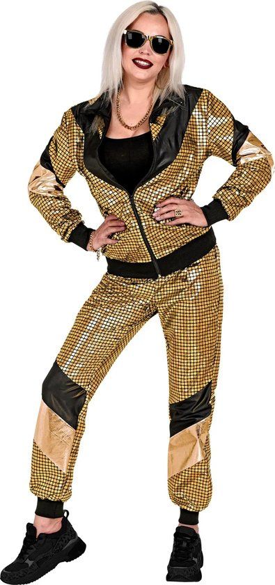 W WIDMANN MILANO Party Fashion W WIDMANN MILANO Disco Trainingspak 80's Reflecterend Goud Unisex - Maat XXL