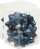 Merkloos / Sans marque Othmar Decorations Bv 24x Sterretjes kersthangers/kerstballen donkerblauw van glas - 4 cm - mat/glans - Kerstboomversiering