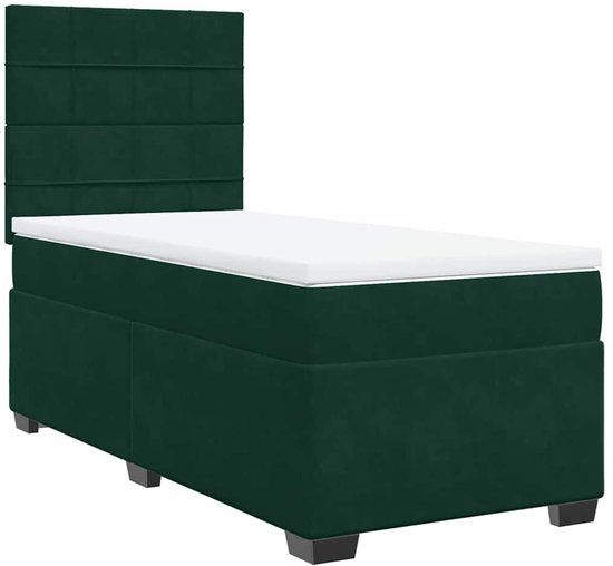 vidaXL Boxspring met matras fluweel donkergroen 100x200 cm