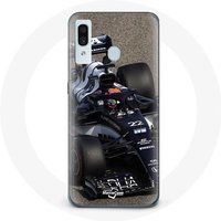 Maniacase Samsung Galaxy A20e Hoesje Formule 1 Yuki Tsunoda F1 autocoureur Blauw