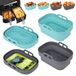 Alyvisun Air Fryer Siliconen Pot, 4 Stuks Airfryer Vormpjes Herbruikbare Mandjes Heteluchtfriteuse Rechthoekig Opvouwbare Tray Basket Liners voor Lucht Frituur, Oven, Magnetron (Blauw+Grijs)