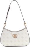 GUESS Emelie Logo Top Zip Shoulder Bag White Logo wit