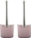 MSV Toiletborstel in houder/wc- 2x -borstel Aveiro - PS kunststof/rvs - lichtroze/zilver - 37 x 14 cm