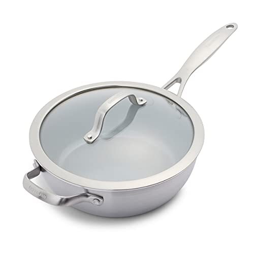 Greenpan CC000015-001 Venetië Pro 3.5QT Keramisch anti-aanbaklaag met handvat helper, roestvrij staal, zwart