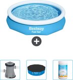 Bestway Fast Set Opblaasbaar Zwembad - 305cm - Blauw - Incl. Pomp, Afdekzeil & Chloor