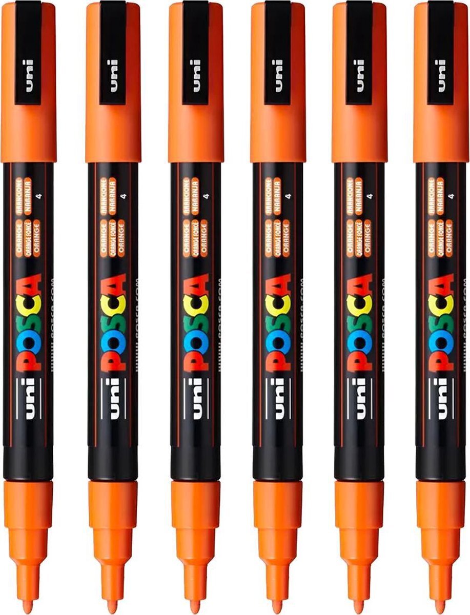 Posca Stiften PC-3M Fine Tip - verfstiften - Donkeroranje - 6 stuks