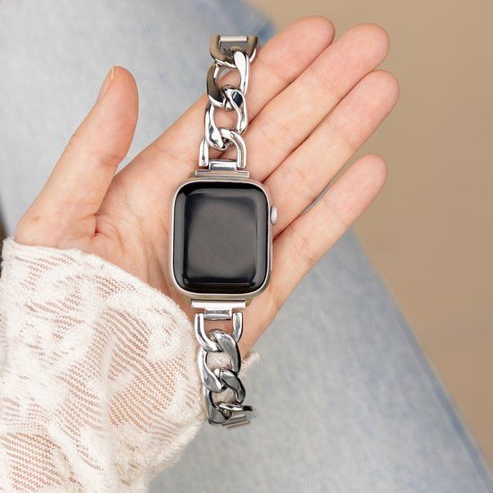 Selencia Chain bandje - Geschikt voor Apple Watch 1, 2, 3, 4, 5, 6, 7, 8, 9, 10, 11 (42 mm), SE - 38/40/41 mm - Zilver