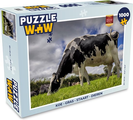 MuchoWow Puzzel Koe - Gras - Staart - Dieren - Legpuzzel - Puzzel 1000 stukjes volwassenen