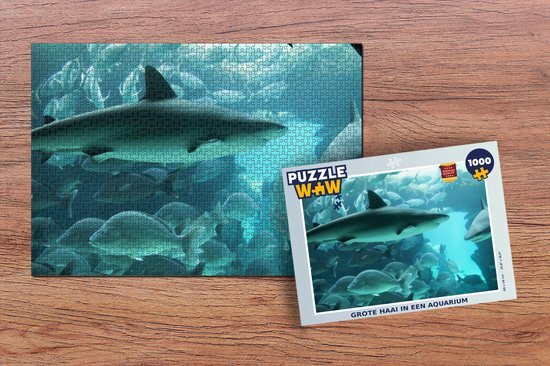 MuchoWow Puzzel Grote haai in een aquarium - Legpuzzel - Puzzel 1000 stukjes volwassenen