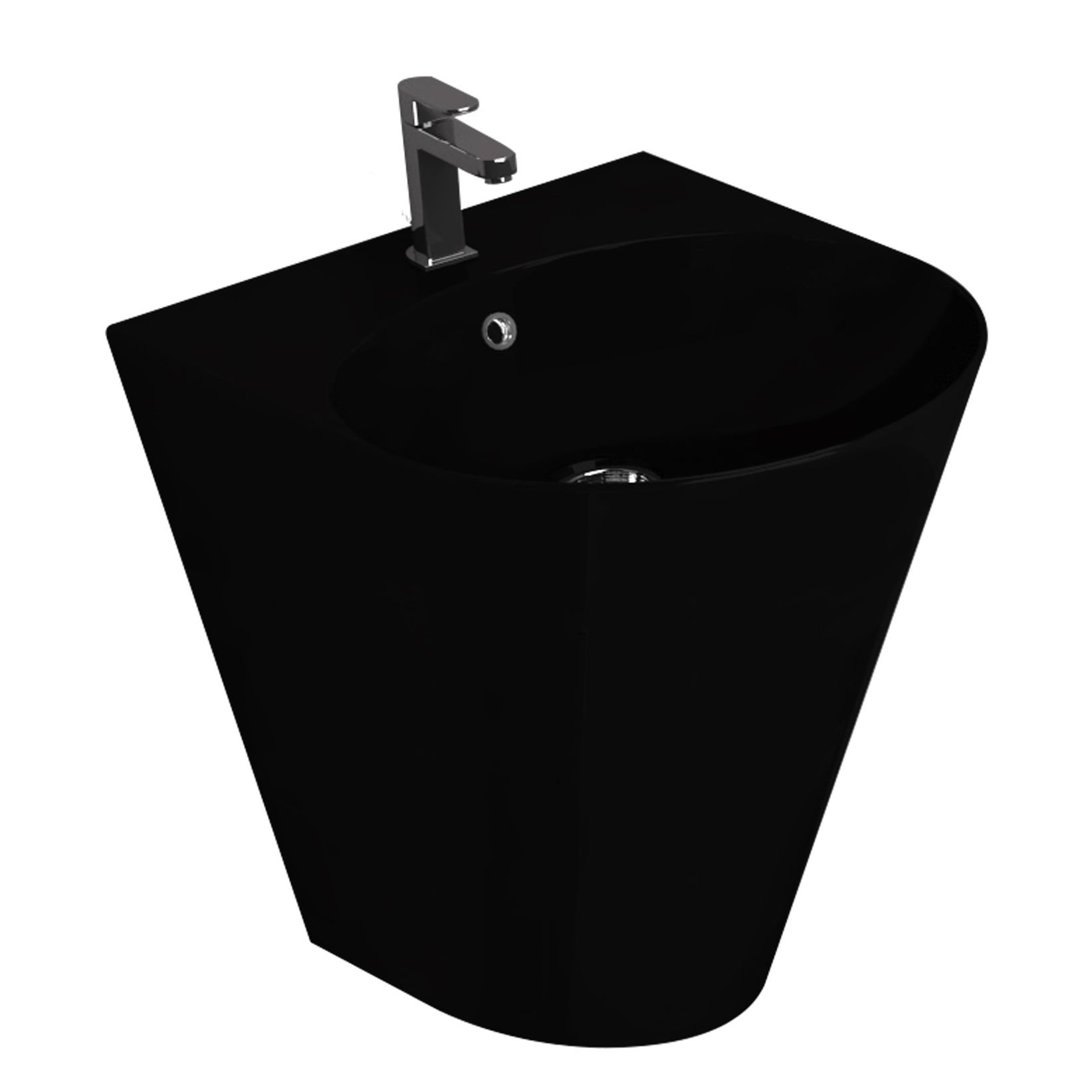 Boss & Wessing Cone Wastafel - 51x44 cm - Mat Zwart - Keramisch - Met Kraangat