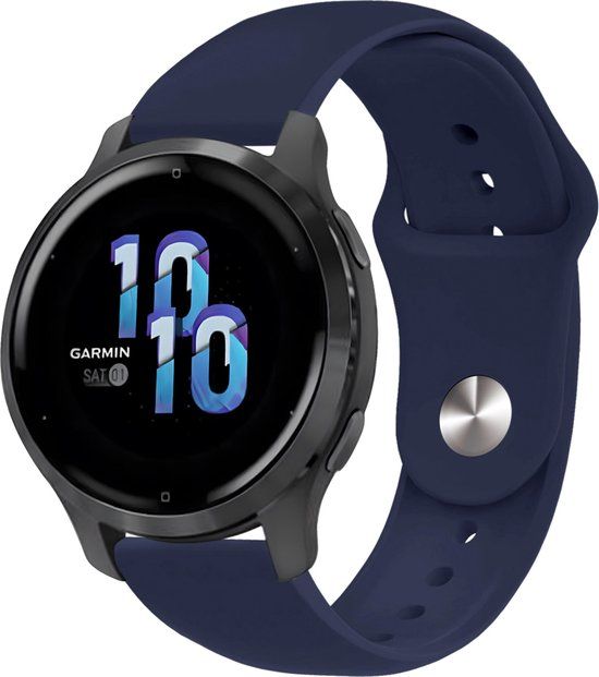 iMoshion Siliconen Sport 22 mm bandje - Donkerblauw - Geschikt voor Garmin Venu 2 / Fenix 7 Pro / 7 / 7s / 6 Pro / 6 / Vivoactive 4 / Polar Grit X Pro / X / Vantage M2 / V2