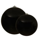 Decoris Grote Kerstballen - Zwart - 2 Stuks - 14 & 20 cm