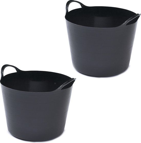 Whitefurze Flexibele emmer - 2x - 14 liter - Zwart - Kunststof - 32 x 36 x 25 cm