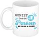 Bellatio Decorations Cadeau mok voor collega - afscheid/pensioen - blauw/wit - keramiek - 300 ml
