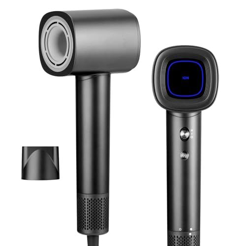 VINATO Homestic D Haardroger, haardroger met 200 miljoen negatieve ionen, borstelloze motor met 110.000 omw/min, 1600 W, 59 dB geluidsarm voor op reis