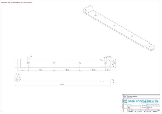 GB Duimheng Vlak Ø16 500x45x6mm Verzinkt 424090