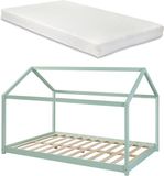 en.casa Kinderbed Cerro huisbed met matras 120x200 cm mint