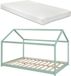 en.casa Kinderbed Cerro huisbed met matras 120x200 cm mint