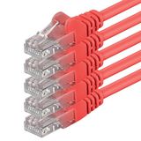 1aTTack.de 1m - rood - 5 stuks - (VERPAKKING) - CAT.6 CAT6 Ethernet LAN-netwerkkabel 1000 Mbit/s patchkabel