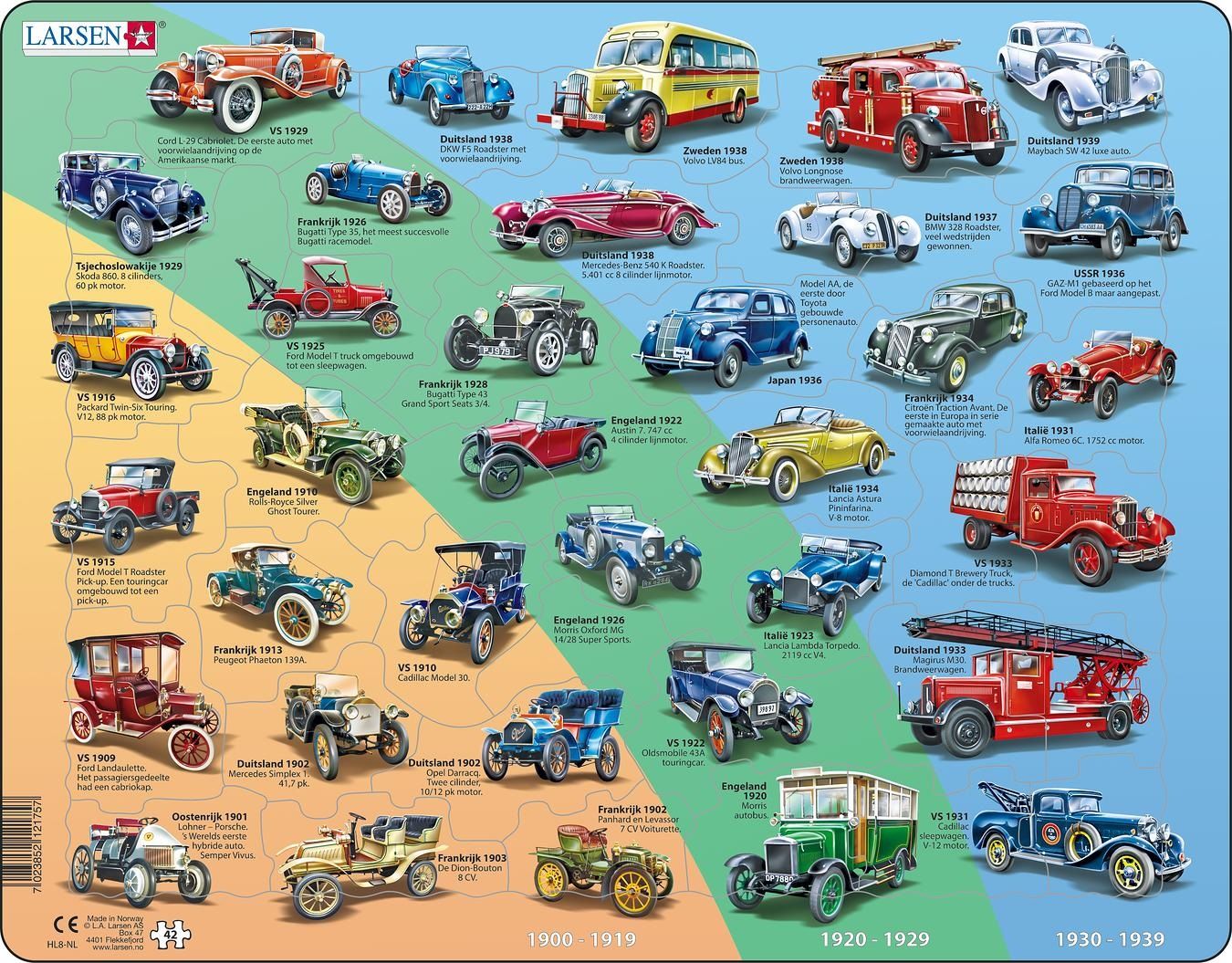 Larsen Maxi Historische auto's 42 stukjes Puzzel - Meerkleurig