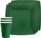 Santex feest/verjaardag servies set - 20x gebaksbordjes en bekertjes - donkergroen - karton