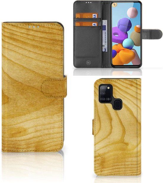B2Ctelecom GSM Hoesje Samsung Galaxy A21s - Book Case - Licht Hout