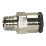 Rechte RIEGLER Rechte steekschroefverbinding »click-clock«, R 1/8 a., voor buitenslang Ø 8 mm, werkdruk max. 16 bar, messing vernikkeld