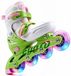 Suotu Skeelers - Patins à roulettes réglables - Ligne : S78 - Patins à roulettes pour filles et garçons - Taille : EUR 32-36 - Roues lumineuses - S78 - Beige/Vert