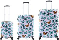 Saxoline Harde Kofferset 3-Delig / Reiskofferset / Trolleyset - Springful Butterfly Print - Bedrukt / Set