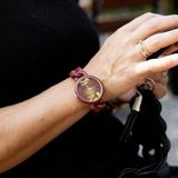OOZOO Timepieces - Steenrode OOZOO horloge met steenrode grove schakelarmband - C11267