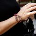 OOZOO Timepieces - Steenrode OOZOO horloge met steenrode grove schakelarmband - C11267